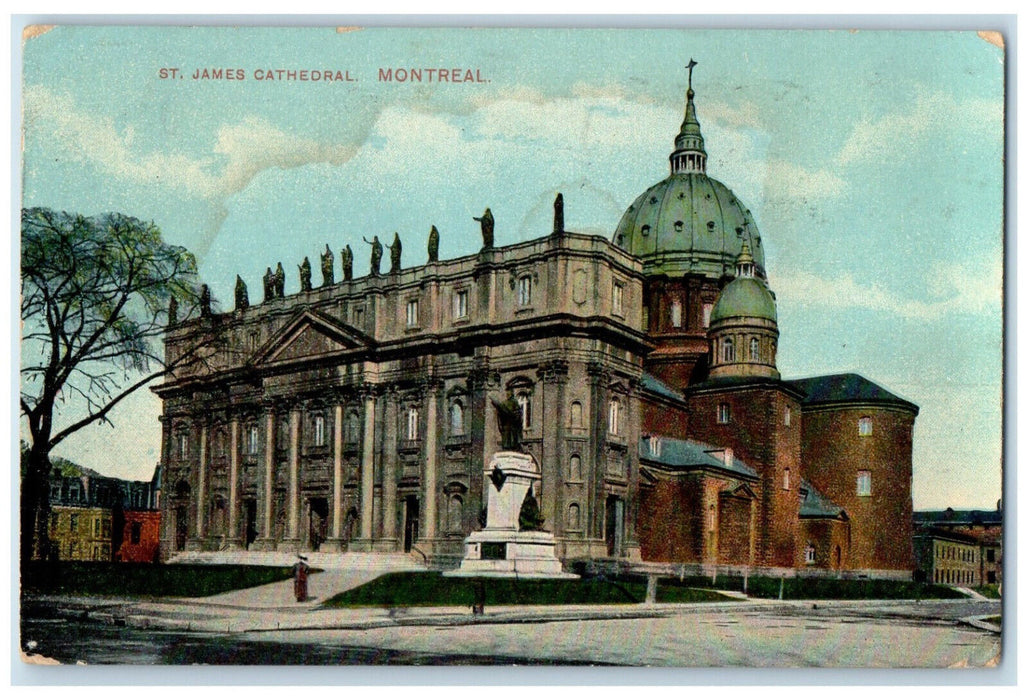 1916 Saint James Cathedral Montreal Quebec Canada Antique Posted Postcard