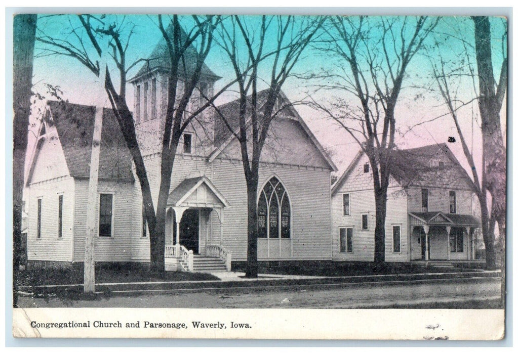 1913 Congregational Church Parsonage Exterior Building Waverly Iowa IA Postcard