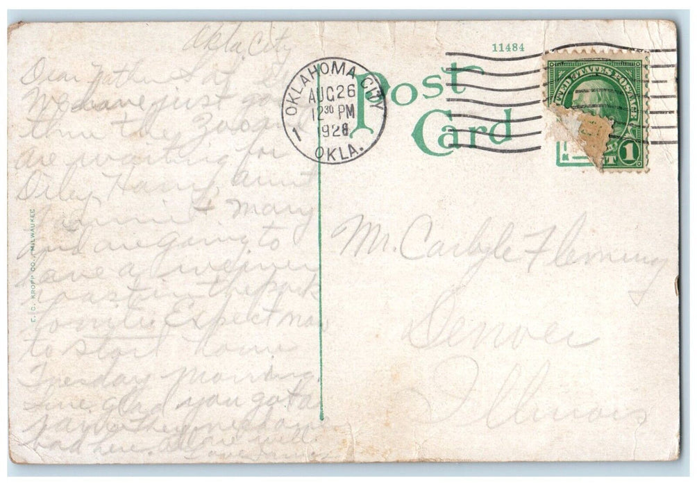 1928 Entrance State Fair Grounds Oklahoma City Oklahoma Antique Vintage Postcard