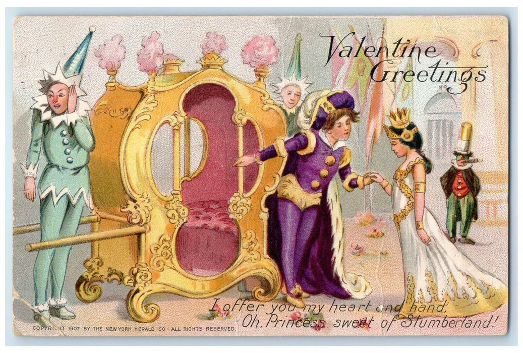 1909 Valentine Greetings Princess Of Slumberland Webb City MO Tuck's Postcard