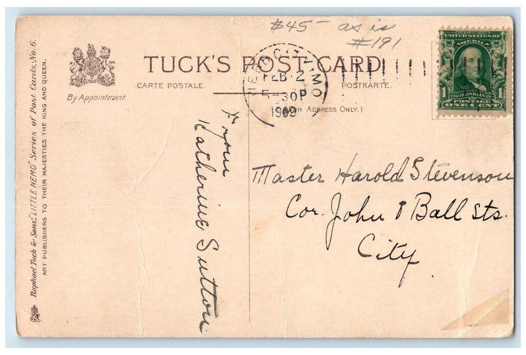 1909 Valentine Greetings Princess Of Slumberland Webb City MO Tuck's Postcard