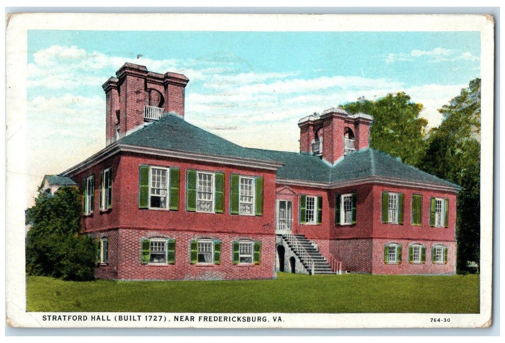 1933 Exterior View Stratford Hall Building Fredericksburg Virginia VA Postcard