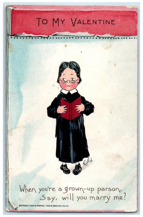 c1905 Valentine Priest Book When You're Grown Up Parson Tuck's Antique Postcard