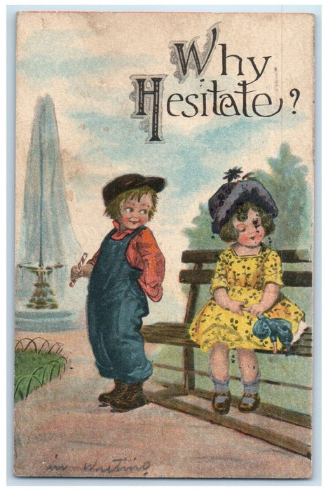 1910 Little Kids Why Hesitate Kansas City Missouri MO Posted Antique Postcard