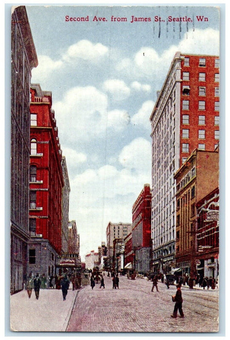 1910 Second Avenue James Street Exterior Building Seattle Washington WA Postcard