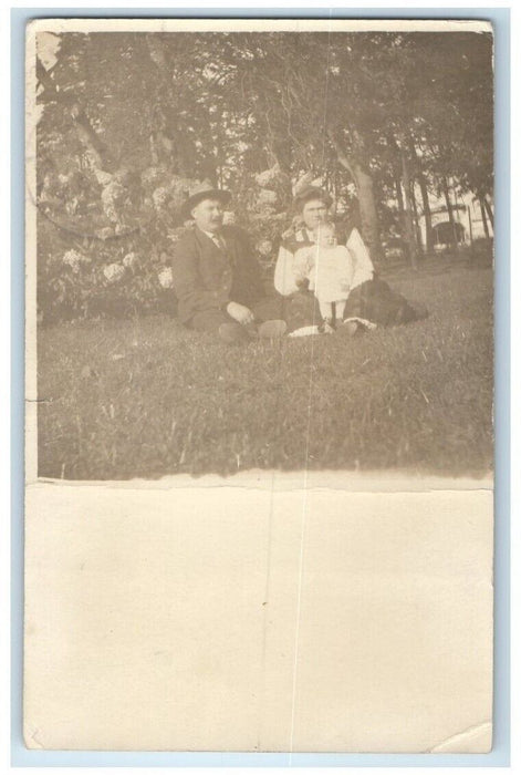 1908 Man Woman Baby Child Park View Barlow Oregon OR RPPC Photo Postcard