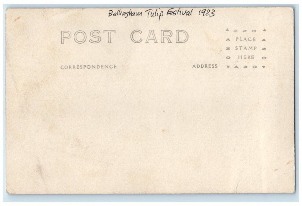 1923 Tulip Festival Patriotic Parade Jukes Bellingham WA RPPC Photo Postcard
