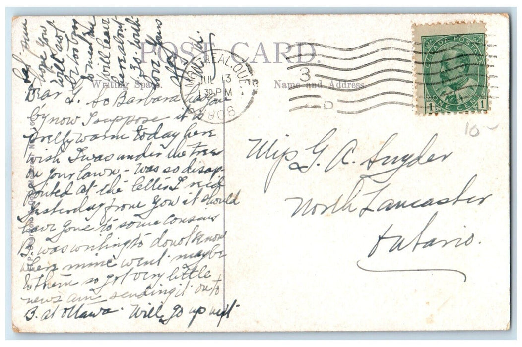 1908 St. Louis Square Montreal Quebec Canada Antique Posted Postcard