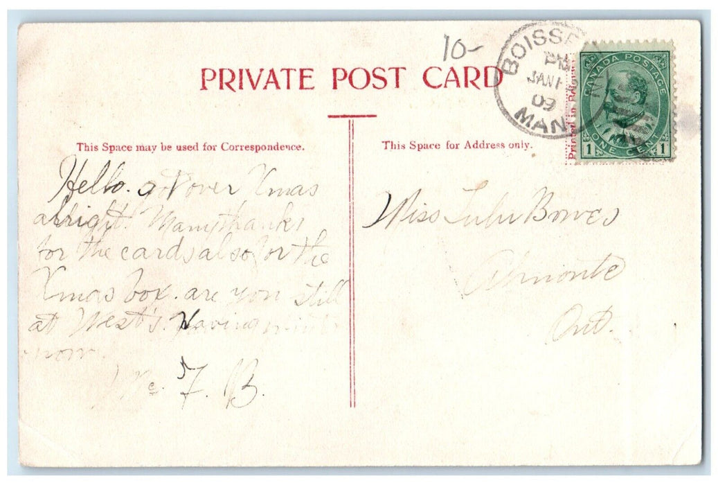 1909 Boating Scene Camping Grounds Boissevain Manitoba Canada Posted Postcard