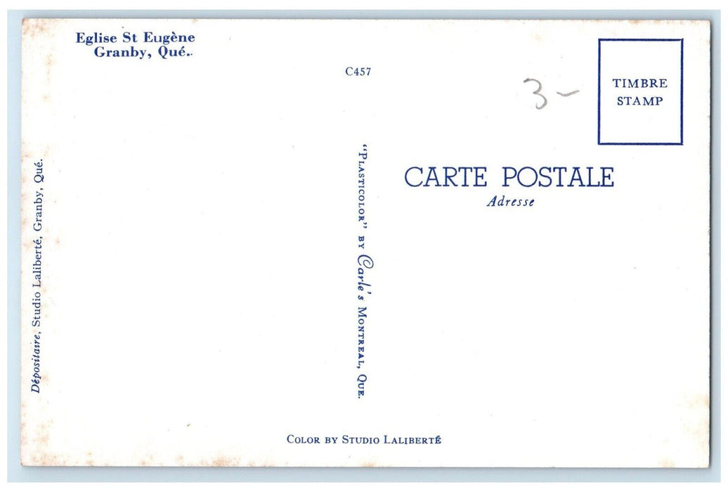 c1950's Eglise St. Eugene Granby Quebec Canada Vintage Unposted Postcard
