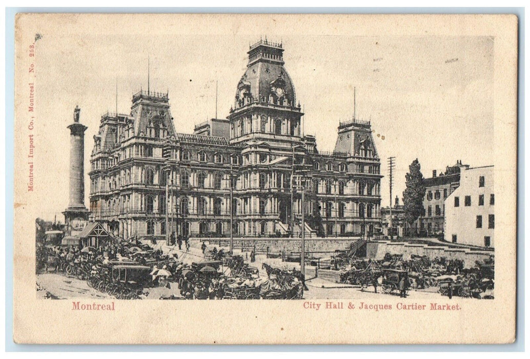1906 City Hall & Jacques Cartier Market Montreal Quebec Canada Postcard