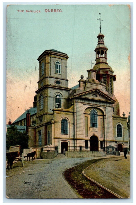 1914 Entrance to The Basilica Quebec Canada Antique Posted Postcard