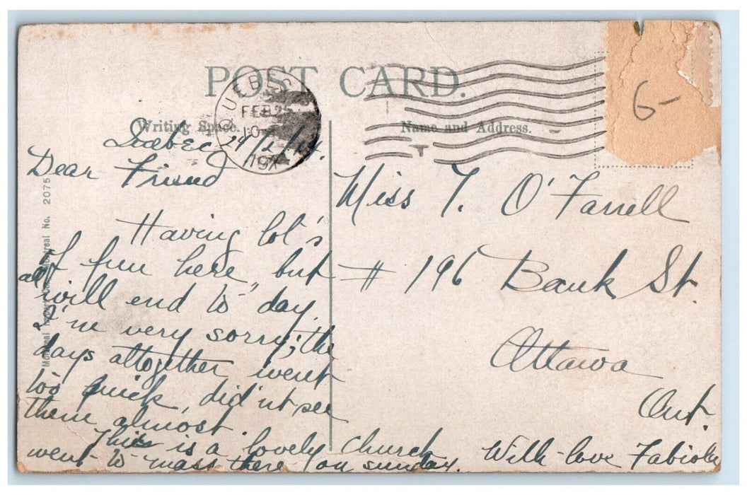 1914 Entrance to The Basilica Quebec Canada Antique Posted Postcard