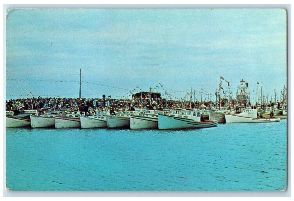 1968 Celebrating the Blessing of Fishing Fleet Meteghan NS Canada Postcard