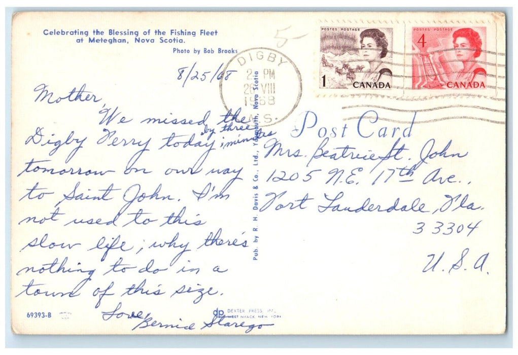 1968 Celebrating the Blessing of Fishing Fleet Meteghan NS Canada Postcard