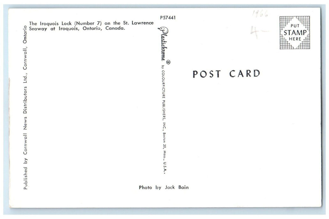 c1960's The Iroquois Lock (Number 7) St. Lawrence Seaway Ontario Canada Postcard