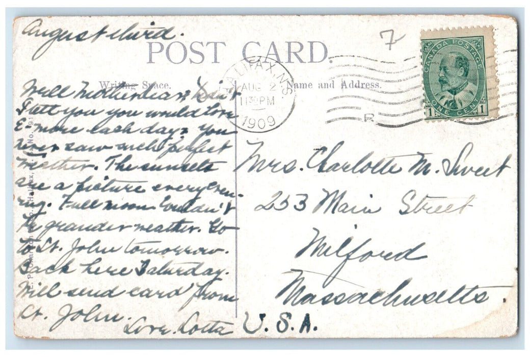 1909 Point Pleasant Halifax Nova Scotia Canada Antique Posted Postcard