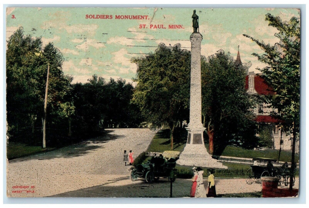 1911 Aerial View Soldiers Monument St Paul Minnesota MN Vintage Antique Postcard