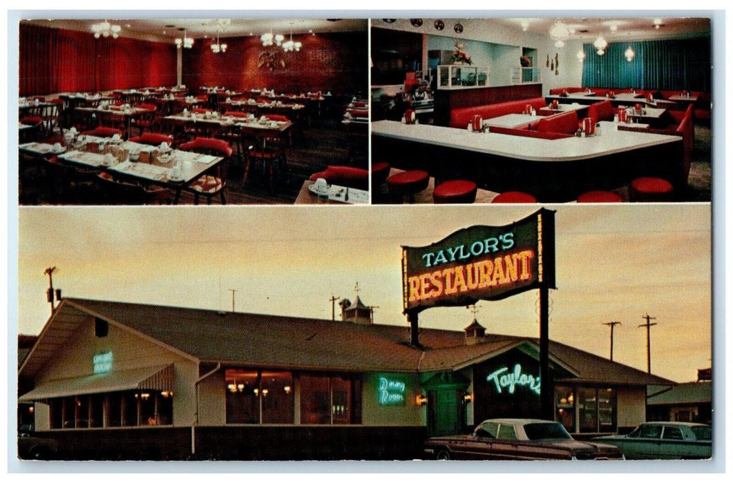 c1950's Taylor's Restaurant Dining Room Rapid City South Dakota SD Postcard