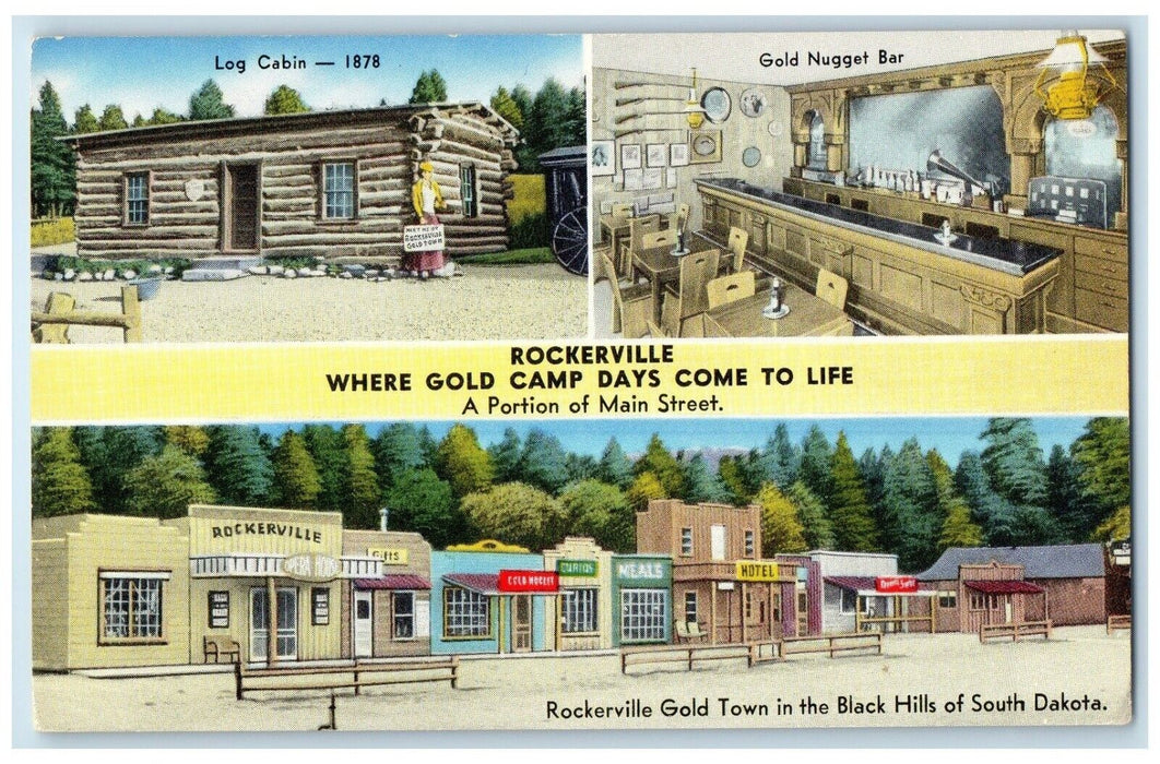 Rockerville Gold Town Black Hills Of South Dakota SD Multiview Vintage Postcard
