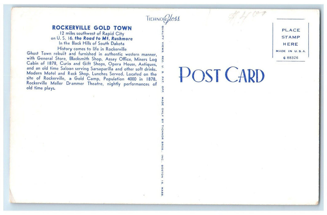 Rockerville Gold Town Black Hills Of South Dakota SD Multiview Vintage Postcard