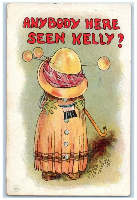 1910 Kelly Anybody Here Seen Kelly Carmichael Mahaska Kansas KS Antique Postcard