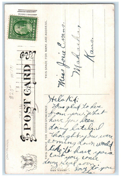 1910 Kelly Anybody Here Seen Kelly Carmichael Mahaska Kansas KS Antique Postcard