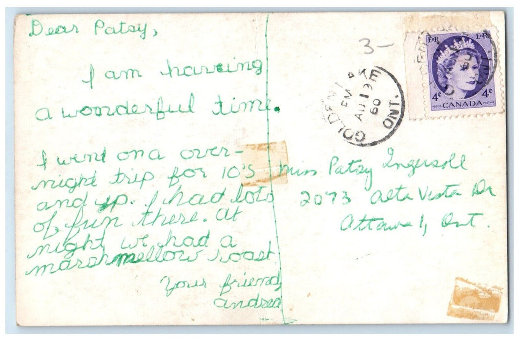 1960 Sailing at Red Pine Camp Golden Lake Ontario Canada Posted Postcard