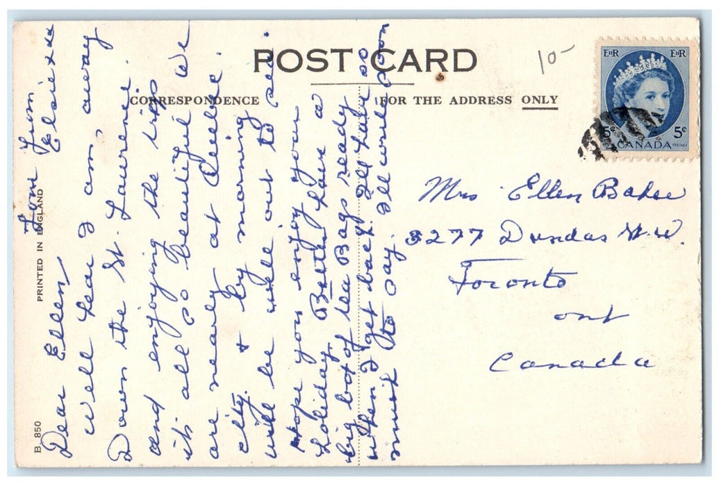 c1940's Cunard R.M.S. Ascania Steamship Steamboat Sailing in Canada Postcard
