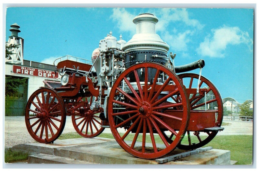 c1950's Old Faithful 1907 Pumper Wagon Blind River Ontario Canada Postcard