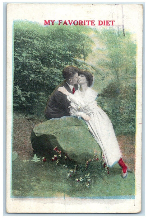 1924 Weird Couple Romance Kissing Halifax Nova Scotia Canada Bamforth Postcard