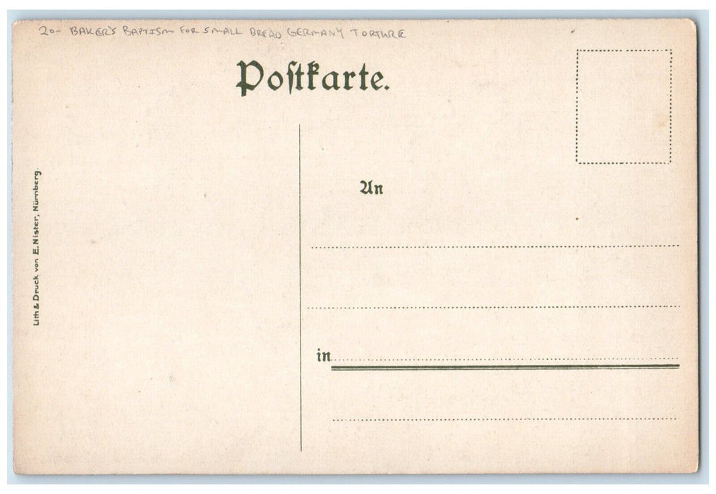 c1910's Baker's Baptism For Small Bread Germany Torture Posted Antique Postcard