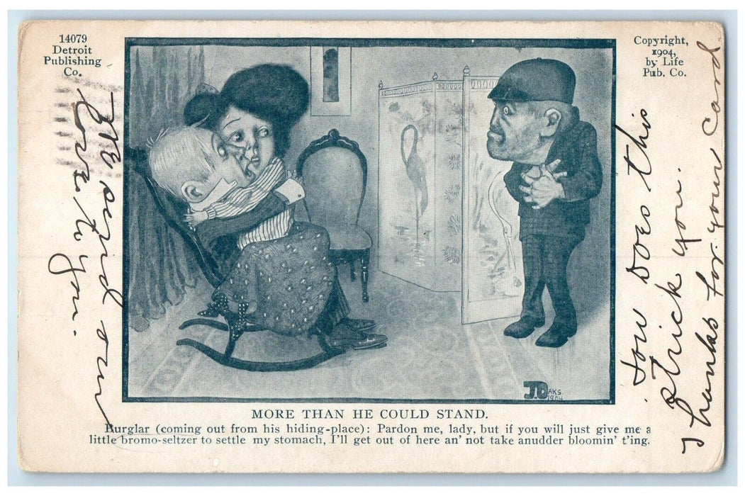 1907 Bromo Seltler Advertising Burglar Criminal Mankato Minnesota MN Postcard