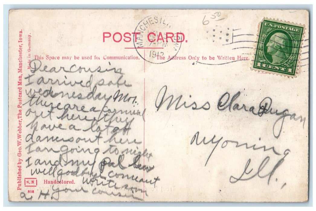 1912 Scenic View Trout Pond Hatchery Manchester Iowa IA Vintage Posted Postcard