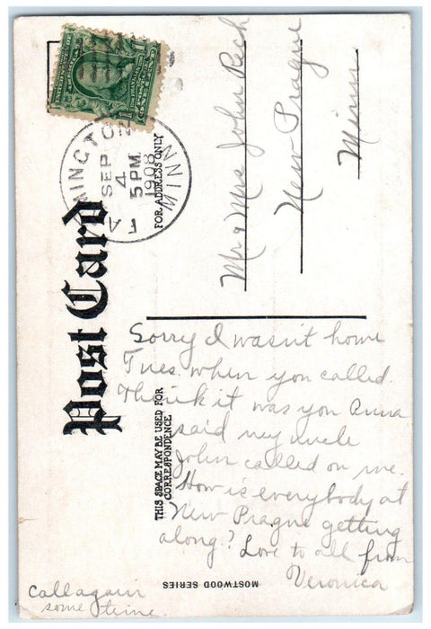 1908 Greetings And Salutations Man Cigarette Smoking Farmington MN Postcard