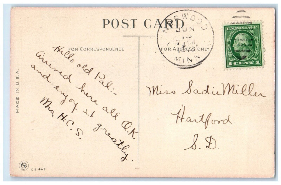 c1910's Dutch Kid Caught Big Fish Norwood Minnesota MN Posted Antique Postcard