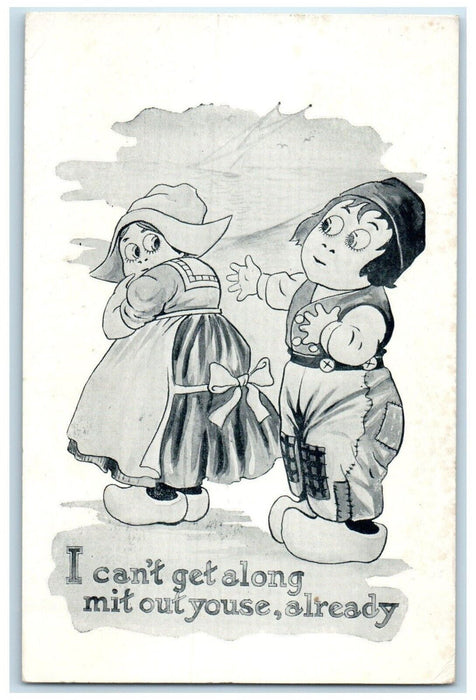 1912 Dutch Children I Can't Get Along Mit Out Youse Hart Michigan MI Postcard
