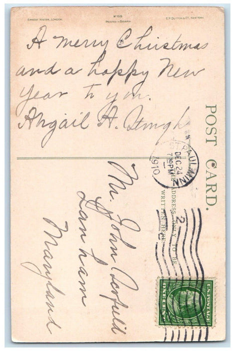 1910 New Year Message Shamrocks St. Paul Minnesota MN Posted Antique Postcard