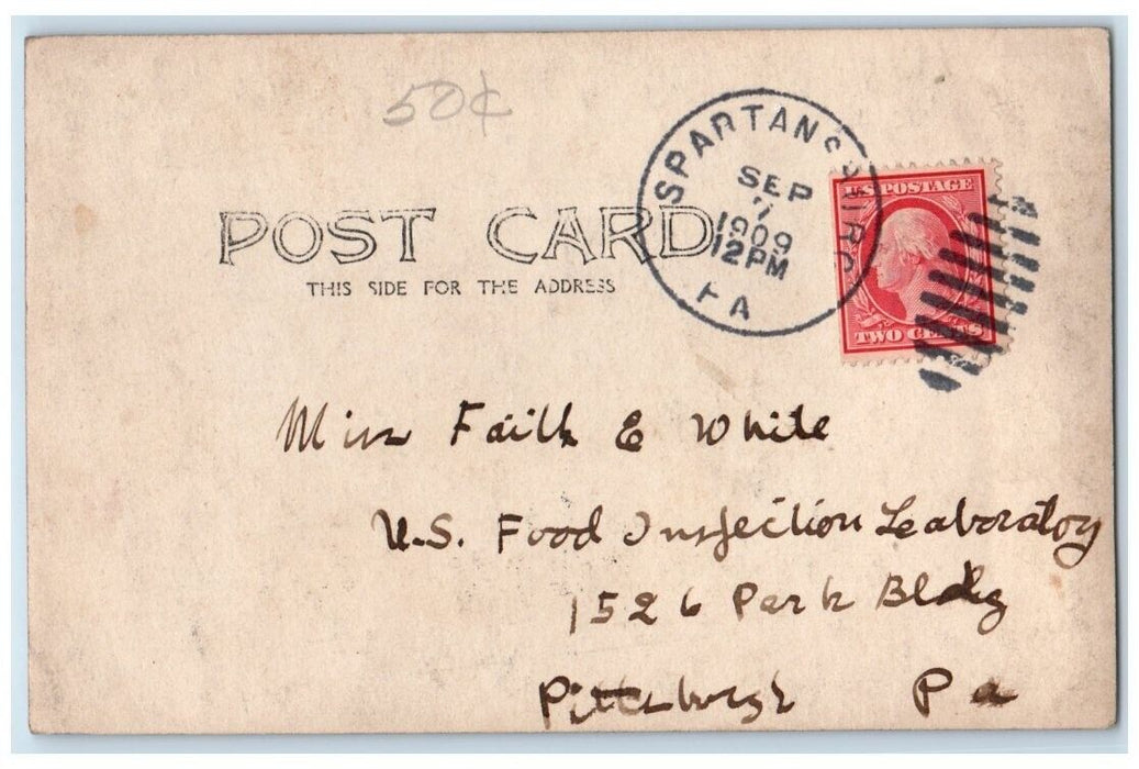 1909 Home Residence View Spartansburg Pennsylvania PA RPPC Photo Postcard