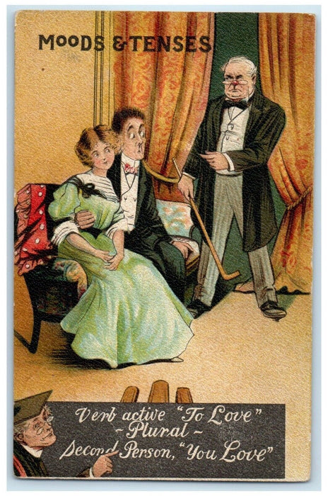 c1910's Moods & Tenses Couple Angry Father Enfield Halifax Co. NS Postcard