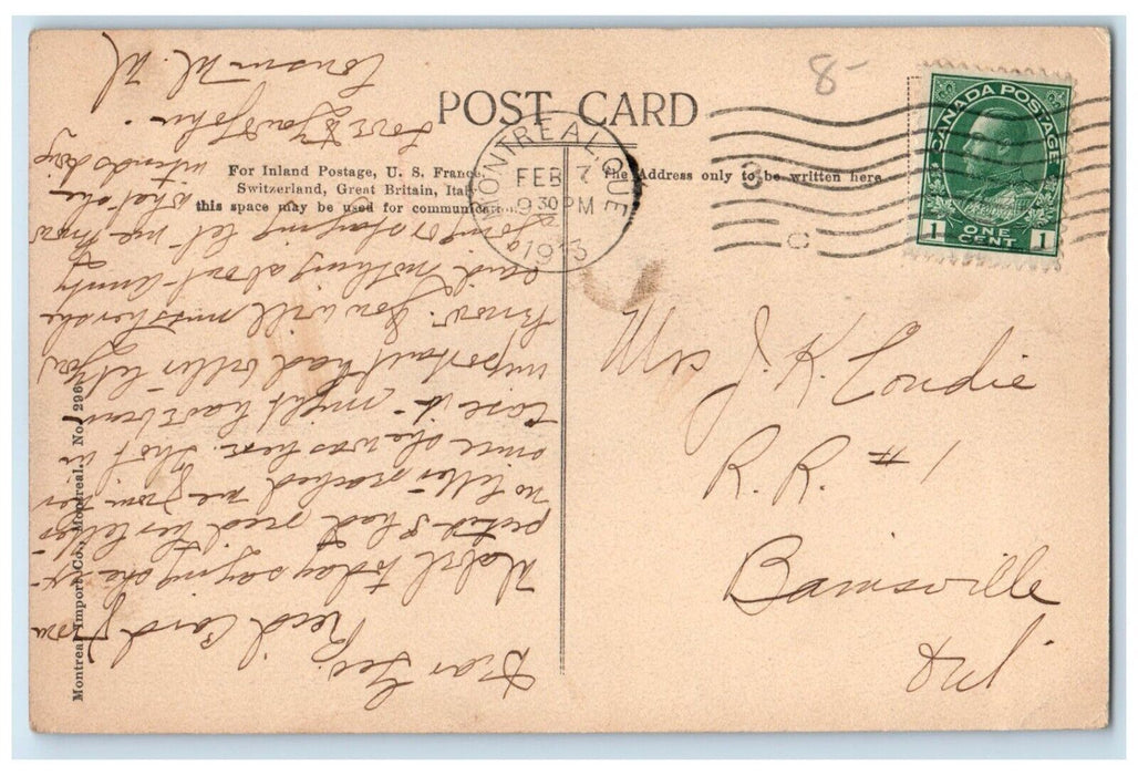 1913 Sweeper Clearing Street Railway Track Montreal Canada Posted Postcard