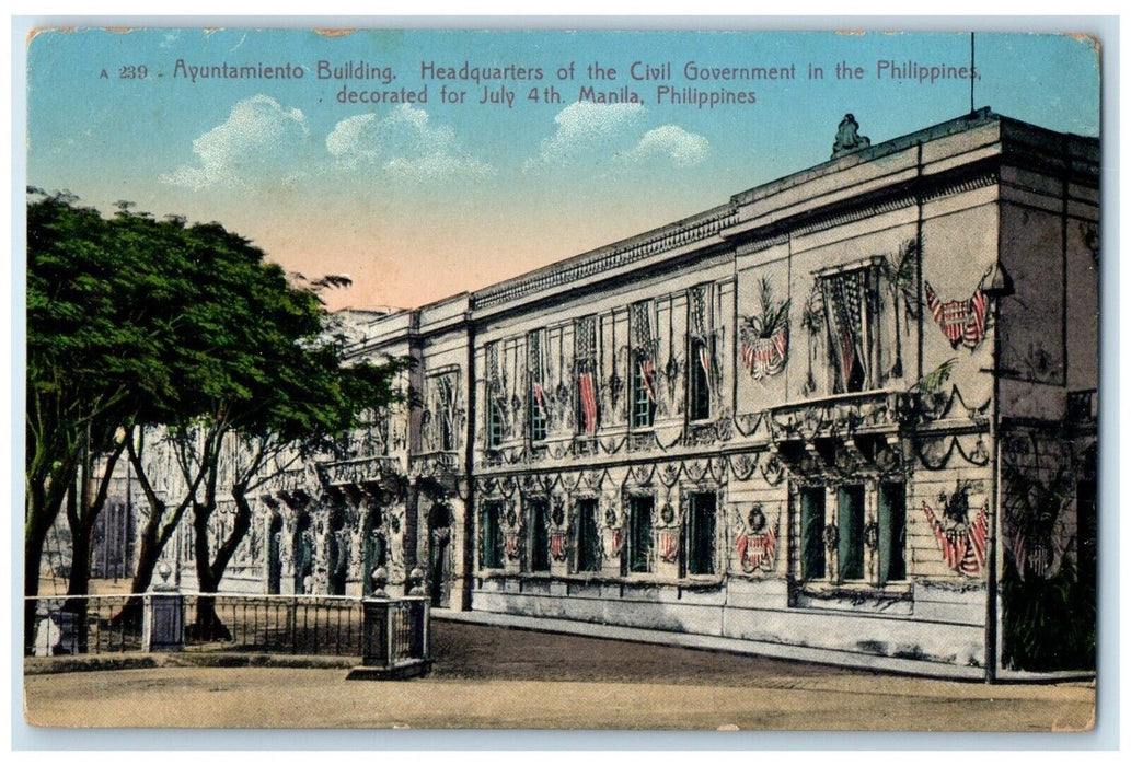 c1910 Ayuntamiento Building Civil Govt Headquarters Manila Philippines Postcard