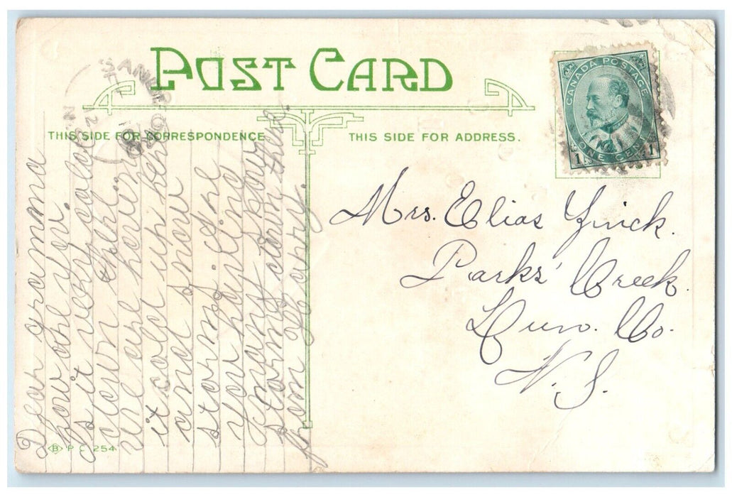 1912 Valentine Heart Woman Telephone Yarmouth Nova Scotia NS Antique Postcard