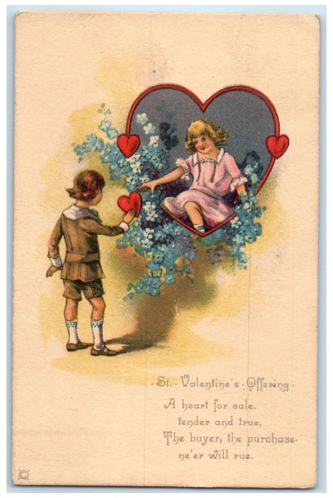 c1910's Valentine Heart Offering Heart Pansies Flowers Lunenburg NS Postcard