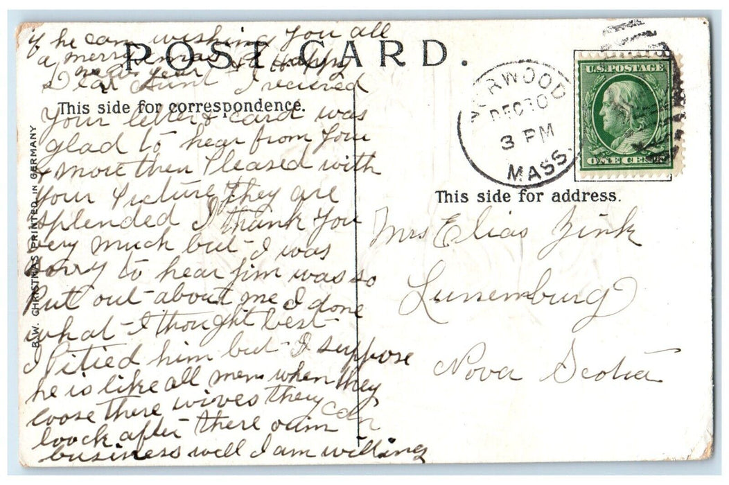 c1910's Christmas Angels Children Praying Norwood Massachusetts MA Postcard
