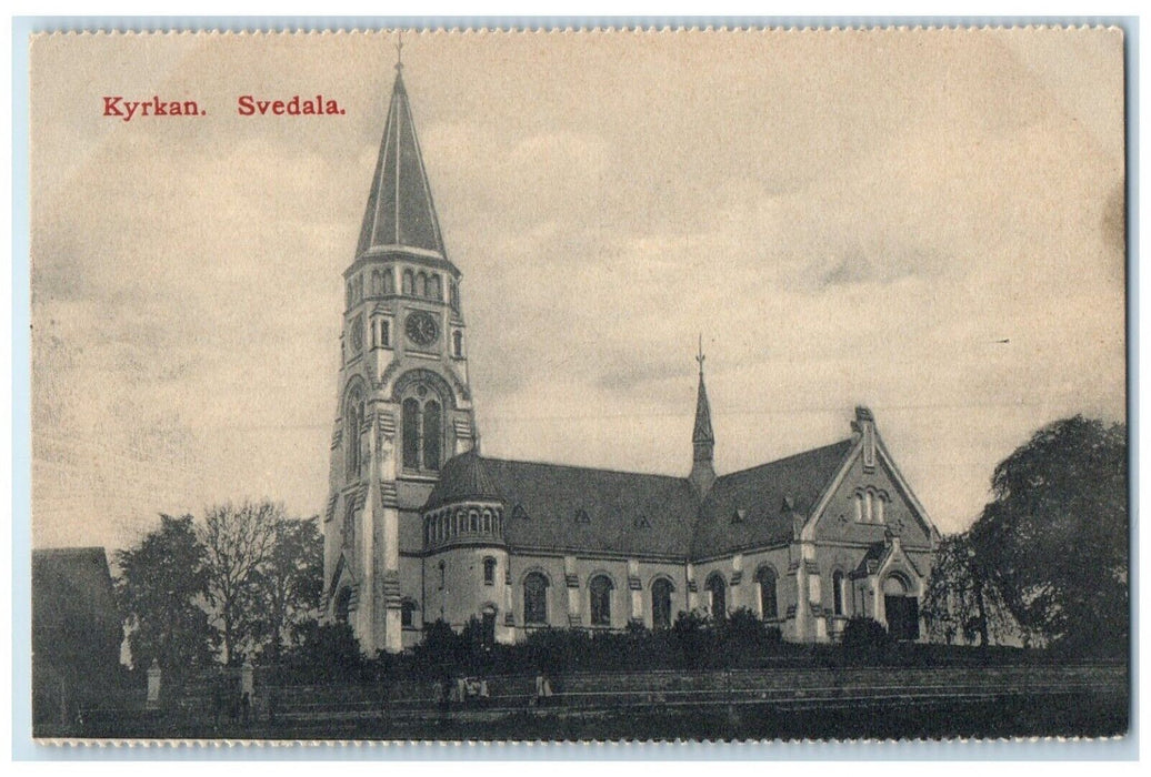 c1910 View of Kyrkan Svedala Church in Svedala Sweden Antique Postcard