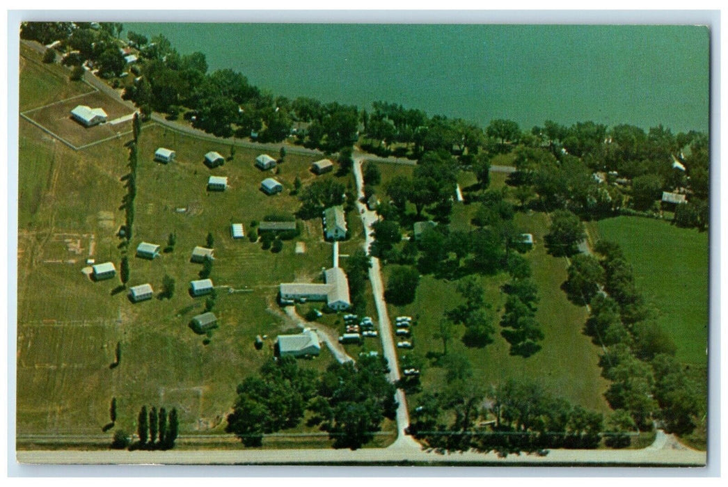 c1960 Bird's Eye View Twin Lakes Bible Camp Manson Iowa Vintage Antique Postcard