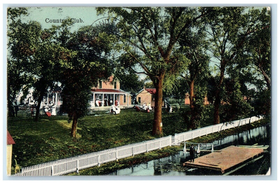 1908 Birds Eye View Country Club Building Hinton Iowa IA Vintage Posted Postcard