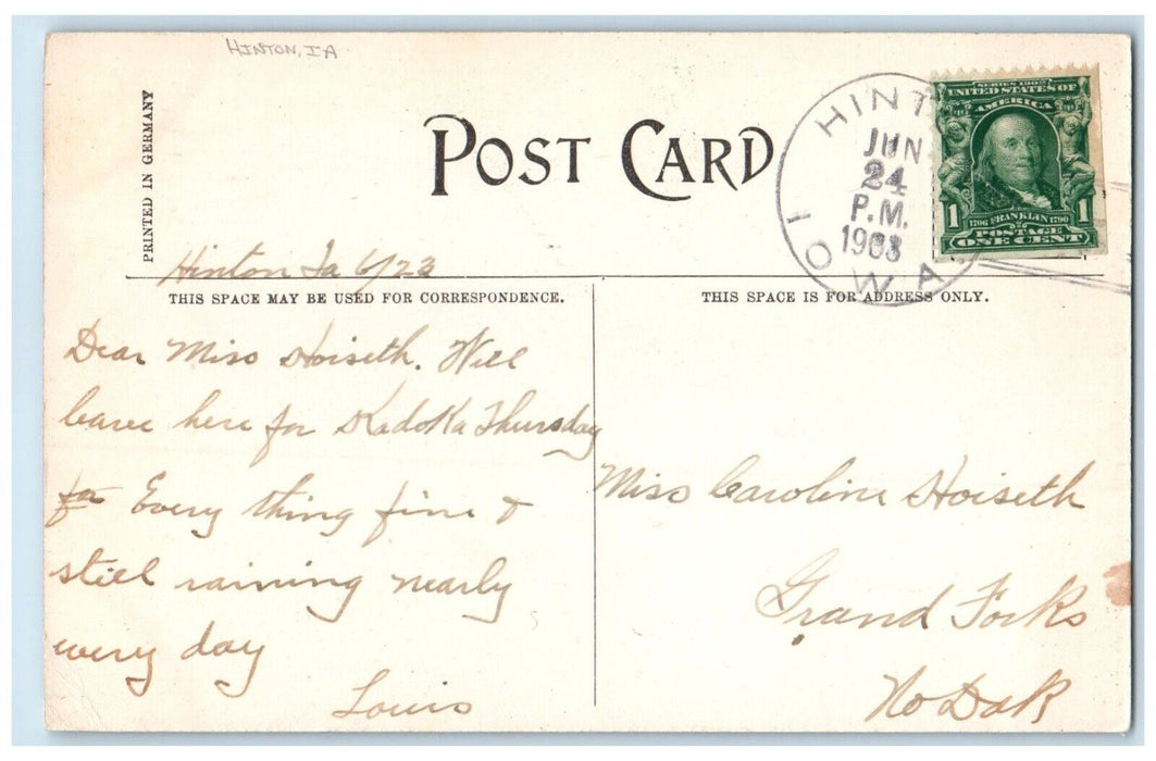 1908 Birds Eye View Country Club Building Hinton Iowa IA Vintage Posted Postcard