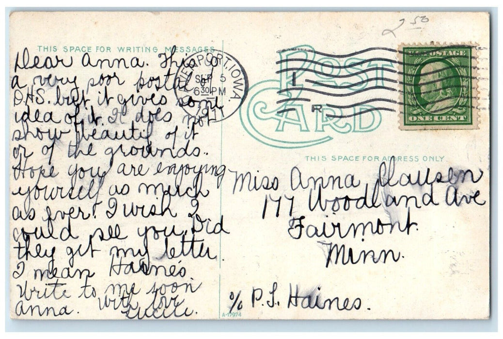 1911 Exterior View Public High School Building Davenport Iowa IA Posted Postcard